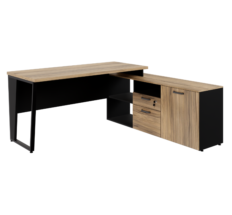 Mesa Diretor Dinâmica com Armário Lateral com 1 Gaveta 1 Pasta e 1 Porta Pé Trapézio Yar