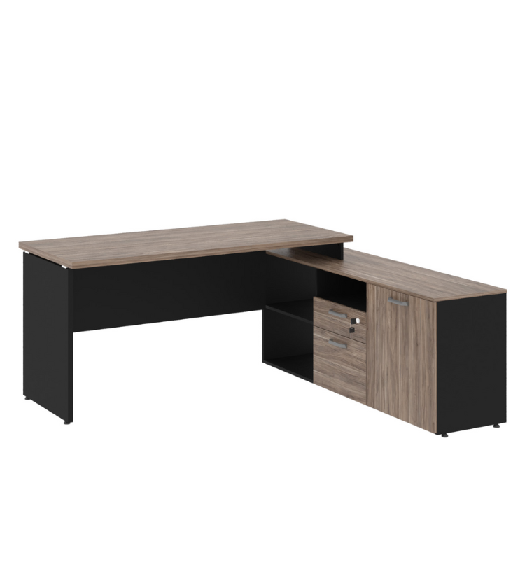 Mesa Diretor Dinâmica com Armário Lateral com 1 Gaveta 1 Pasta e 1 Porta Yar